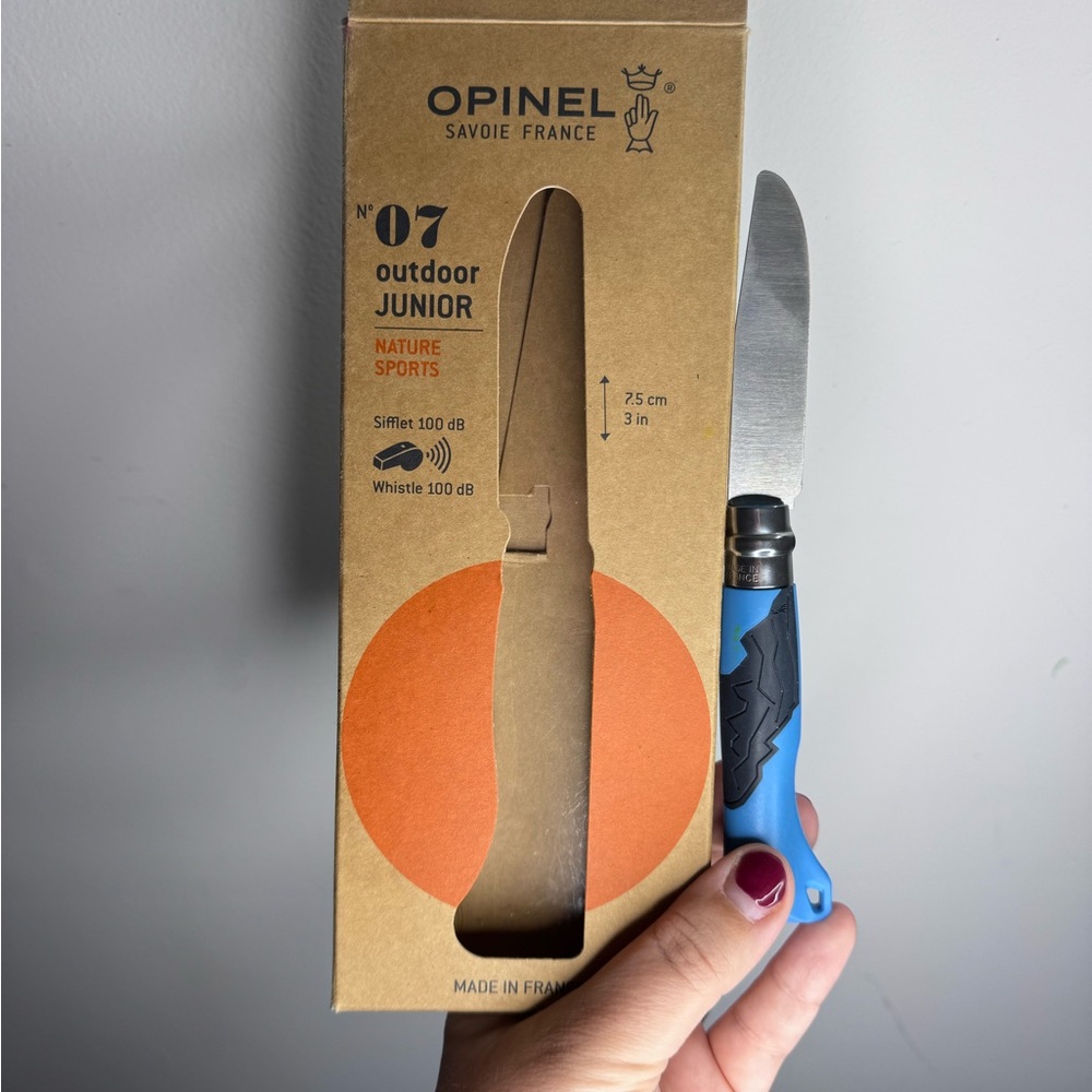 Opinel No.7 Outdoor Junior Knife Blue Rounded Tip w Whistle France